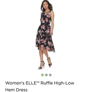 Elle high low dress.  Belted. Floral. Adorable.